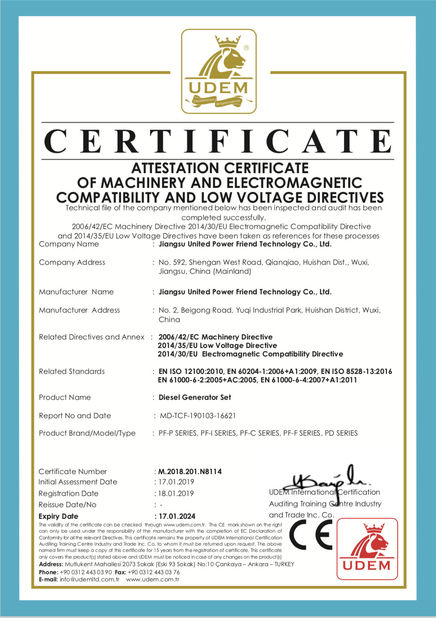 Китай Jiangsu United Power Friend Technology Co., Ltd. Сертификаты